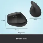 Logitech Lift Vertical Ergonomic Wireless Mouse - Graphite
