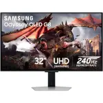 Samsung 32" Odyssey G8 QD-OLED 4K UHD 240Hz Gaming Monitor – Silver