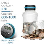 Digital Coin Counting Jar – 1.8L LCD Piggy Bank for Kids