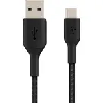 Belkin - BoostCharge Braided USB-C to USB-A Cord 3.3ft for iPhone 16 Series, Samsung, Google Pixel 7 & 8, iPad Pro & More - Black