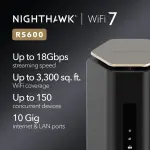 NETGEAR - Nighthawk BE18000 Tri-Band Wi-Fi 7 Router - Black (RS600-100NAS)