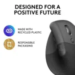 Logitech Lift Vertical Ergonomic Wireless Mouse - Graphite
