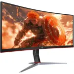 AOC CU34G2XP 34" Curved Gaming Monitor, WQHD, 180Hz, Freesync – Black/Silver/Red