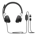 Logitech - Zone 750 Wired Headset - Noise Canceling On-Ear - Black (981-001103)