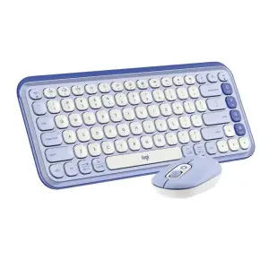 Logitech - POP ICON COMBO Compact TKL Bluetooth Keyboard and Mouse Bundle- Lilac & Off-White