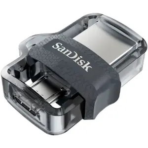 SanDisk - Ultra 256GB USB 3.0, Micro USB Flash Drive - Gray / Transparent (SDDD3-256G-A46)