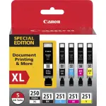 Canon - 250 XL/CLI-251 Special Edition Ink Cartridges - 5-Pack- Black/Cyan/Magenta/Yellow (6432B011)