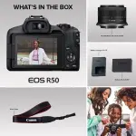 Canon EOS R50 4K Mirrorless Camera with RF-S 18-45mm Content Creator Kit – Black