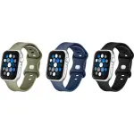 Silicone Band for Apple Watch, SE, Series 10, Ultra and Ultra 2 (3-Pack) - Navy, Green and Black (BE-AWB45SIL3BL)