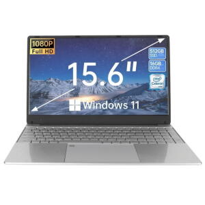 Ccdes 15.6" FHD Laptop, Intel N5095, 16GB RAM, 512GB SSD, Windows 11, Silve
