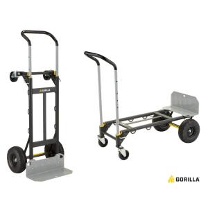 Gorilla 800 lbs. Capacity Convertible Steel Hand Truck, Wide Dual Mode Adjustable Height Handle, Simple/Safe Flatbed Conversion (GH2-8)