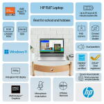 HP 15.6" Laptop, AMD Ryzen 5 7520U, 8GB RAM, 256GB SSD, Blue