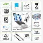 Acer Aspire 3 14" FHD, Intel Core i3-N305, 8GB RAM, 128GB SSD, Windows 11 Home (A314-36P-3772)