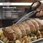 KitchenAid All Purpose Kitchen Shears with Protective Sheath, Dishwasher Safe Stainless Steel Scissors, Comfort Grip, 8.72Inch, Black for Everyday Use.