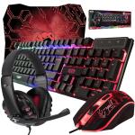 Gaming Keyboard and Mouse and Mouse pad and Gaming Headset, Wired LED RGB Backlight Bundle - 4 in 1 Edition Hornet RX-250