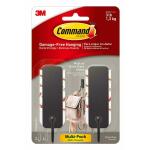 Command Medium Decorative Hooks, Matte Black, Damage Free Decorating, 2 Hooks and 4 Strips (17034MB-2ES)