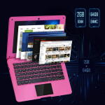 NBD 10.1" Android 12.0 Laptop, Quad-Core, 2GB RAM, 64GB Storage, Mini Netbook for Kids, with Bag, Mouse, and Mouse Pad (Pink)