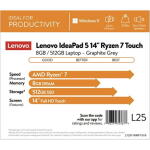 Lenovo IdeaPad 5 14" Touch Laptop, Ryzen 7 5700U, 8GB RAM, 512GB SSD, Graphite Grey (82LM00UEUS)