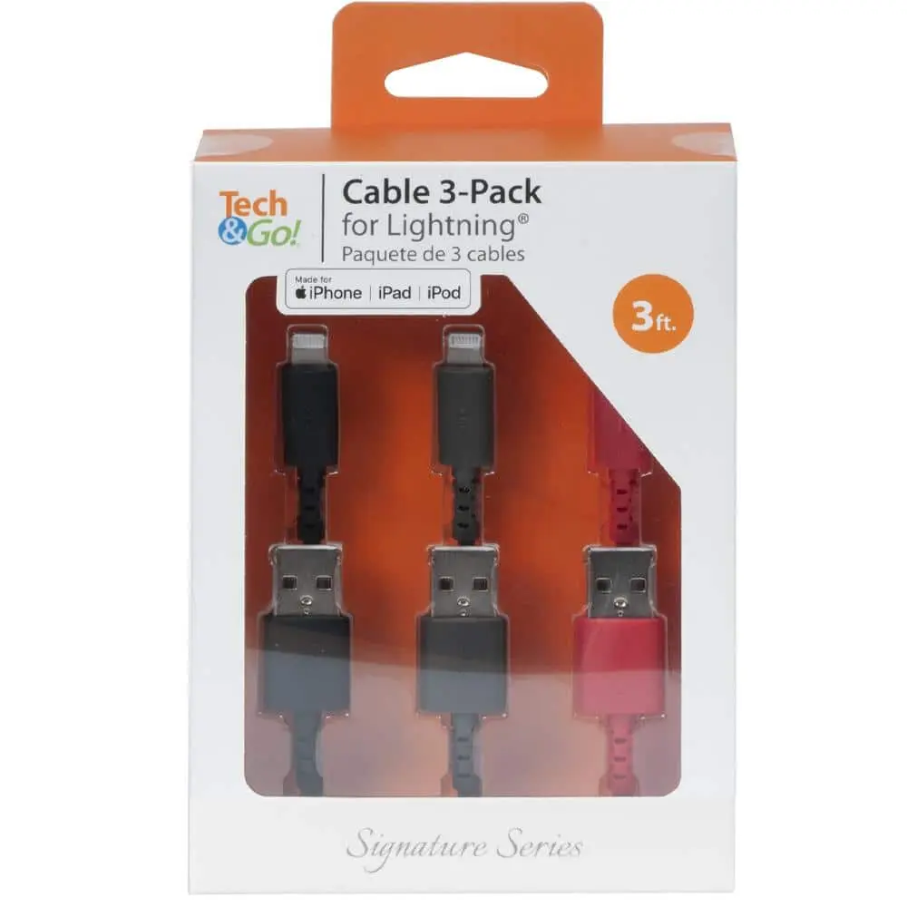 Tech and Go 3 ft. Cable for Lightning (3-Pack) - 131 3602 TG3