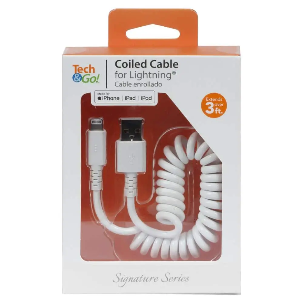 Tech and Go 3 ft. Coiled Cable for Lightning (131 0359 TG3)