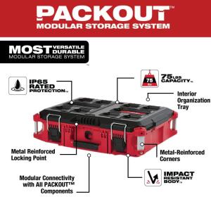 (48-22-8424Milwaukee PACKOUT 22 in. Medium Red Tool Box with 75 lbs. Weight Capacity )