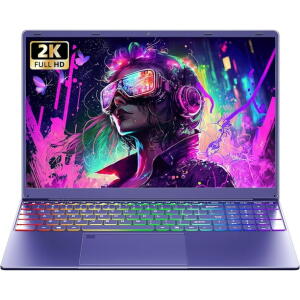 Rumtuk 16" Laptop, N95 CPU, 12GB RAM, 1TB NVMe SSD, 2K IPS, Win 11 Pro + Office 2019, Purple