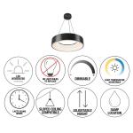 Artika Aiden Drum 31-Watt 1 Light Black Modern 5 CCT Integrated LED Pendant Light Fixture for Dining Room or Kitchen (PDT-AIC-HD2BL)