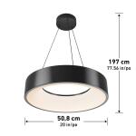 Artika Aiden Drum 31-Watt 1 Light Black Modern 5 CCT Integrated LED Pendant Light Fixture for Dining Room or Kitchen (PDT-AIC-HD2BL)