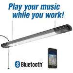 Commercial Electric 42 in. Workbench Garage Integrated LED Shop Light Bluetooth Speakers 3600 Lumens Black Brushed Nickel (55703191)