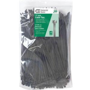 Commercial Electric 11 in. UV Resist Cable Tie, Black (500-Pack) ( XLS-11-75-0D)