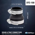 Fernco 1-1/2 in. x 1-1/2 in. or 1-1/4 in. PVC Mechanical Drain and Trap Connector Fittings & Connectors (PDTC-150)