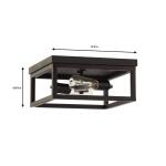 Hampton Bay Boswell Quarter 12-1/2 in. 2-Light Black Industrial Open Cage Flush Mount Ceiling Light with Bulbs Included (8017HBDBDI)
