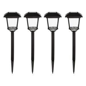 Hampton Bay Terrace Park 10 Lumen Black LED Weather Resistant Outdoor Solar Path Light with Plastic Lens (4-Pack) (32300-008-4pk)