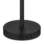 Hampton Bay 17.5 in. Corbin Black Modern Table Lamp with Black Metal Shade and AC Outlet on Base