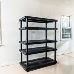 HDX 5 Tier Plastic Adjustable Garage Storage Shelving Unit in Black (48 in. W x 75 in. H x 24 in. D) (999-9324BB5)
