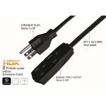 HDX 8ft. 16/3 Light Duty Indoor Multi-Outlet Extension Cord with Banana Tap, Black (SPT2163008BLBA)