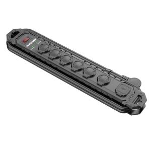 Husky 8 ft. 14/3 Heavy Duty 6-Outlet 2100 Joule Surge Protector, Black (YLPT-154)