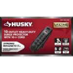 Husky 10 ft. 14/3 Heavy Duty 10-Outlet 4200 Joule Surge Protector with USB-A and USB-C ports, Black (YLPT-155)