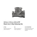 Southland 3/4 in. x 1/2 in. x 3/4 in. Black Malleable FIP x FIP x FIP Reducing Tee Fitting (520-434HP)