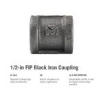 Southland 1/2 in. Black Malleable Iron FPT x FPT Coupling Fitting (521-203HN)
