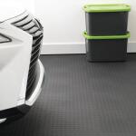 TrafficMaster Black Raised Coin 18 in. W x 18 in. L x 0.1 in. Thick Rubber Exercise\Gym Flooring Tiles (6 Tiles\Case) (13.5 sq. ft.) (11N-532-18X18HD)