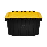 HDX 12 Gal. Tough Storage Flip Top Tote in Black with Yellow Lid (999-12G-FLP-HDX)