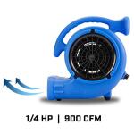 B-Air 1/4 HP Air Mover Blower Fan for Water Damage Restoration Carpet Dryer Floor Home and Plumbing Use in Blue(BA-VP-25-BL)