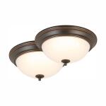 Commercial Electric 13 in. 180-Watt Equivalent Brushed Nickel Integrated LED Flush Mount with Frosted Glass Shade (2-Pack) (JAL8011L/BN)