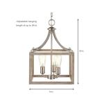 Hampton Bay Boswell Quarter 14 in. 3-Light Brushed Nickel Farmhouse Square Chandelier with Painted Weathered Gray Wood Accents (7948HDCDI)