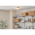 Hampton Bay Hanafin 9 in. Light Brushed Nickel Integrated LED Ceiling Flush Mount w/ Glass Shade and Pull Chain, Soft White (3000K) (CG3aA015CR1D30)