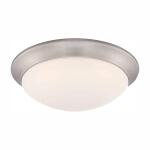 Hampton Bay Stetson 11 in. 1-Light Brushed Nickel Integrated LED Selectable CCT Flush Mount with Frosted White Glass Diffuser (HB1022C-5CCT-35)