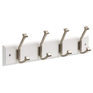 Home Decorators Collection 18 in. White and Satin Nickel Beveled Square Hook Rack (R30799H-PWN-U)