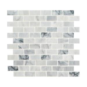 MSI Carrara Classique Brick 12 in. x 12 in. Honed Marble Mesh-Mounted Mosaic Wall Tile (0.97 sq. ft./Each) (CAR-1X2H-5)