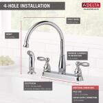 Delta Foundations 2-Handle Kitchen Faucet with Side Sprayer in Chrome – Standard Model (21988LF)